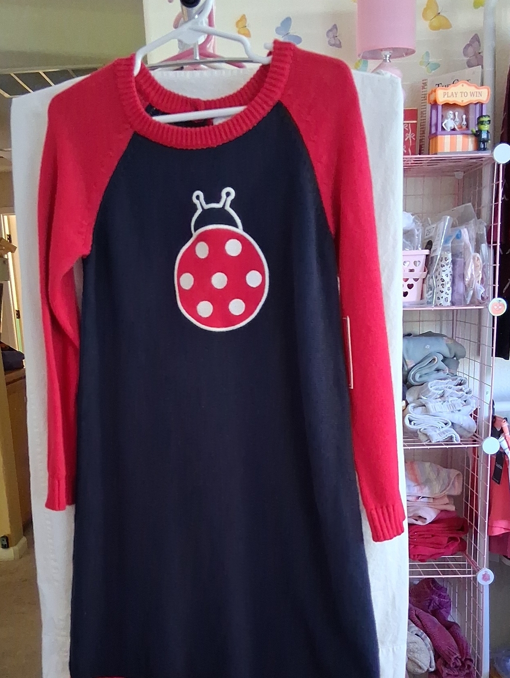 Gymboree Navy and Red Ladybug Knit Dress